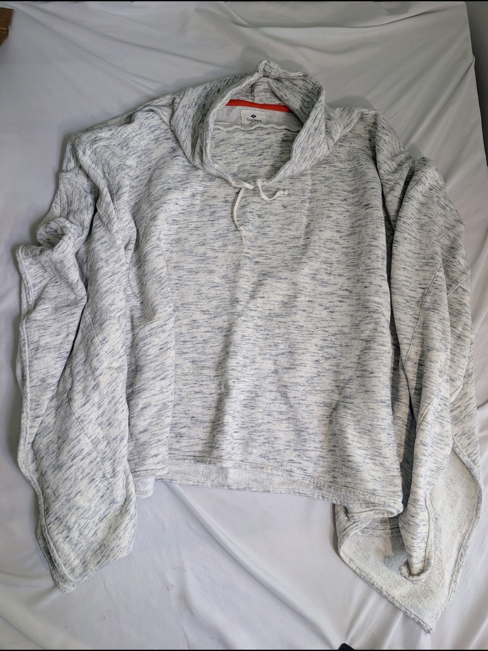 Sperry Oversized Light Heather Gray Marled Cowl Neck Cotton Sweater